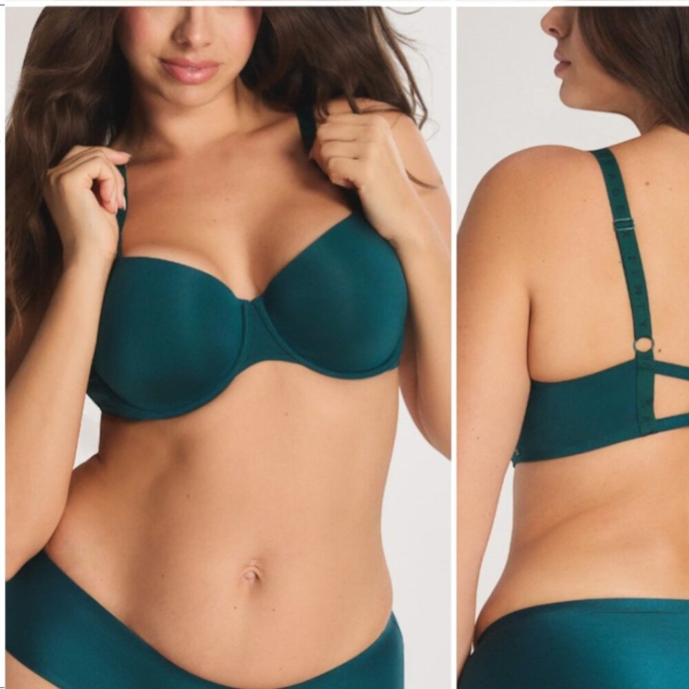 Savage X Fenty Balconette Bra 40C Teal Strappy Back Detail